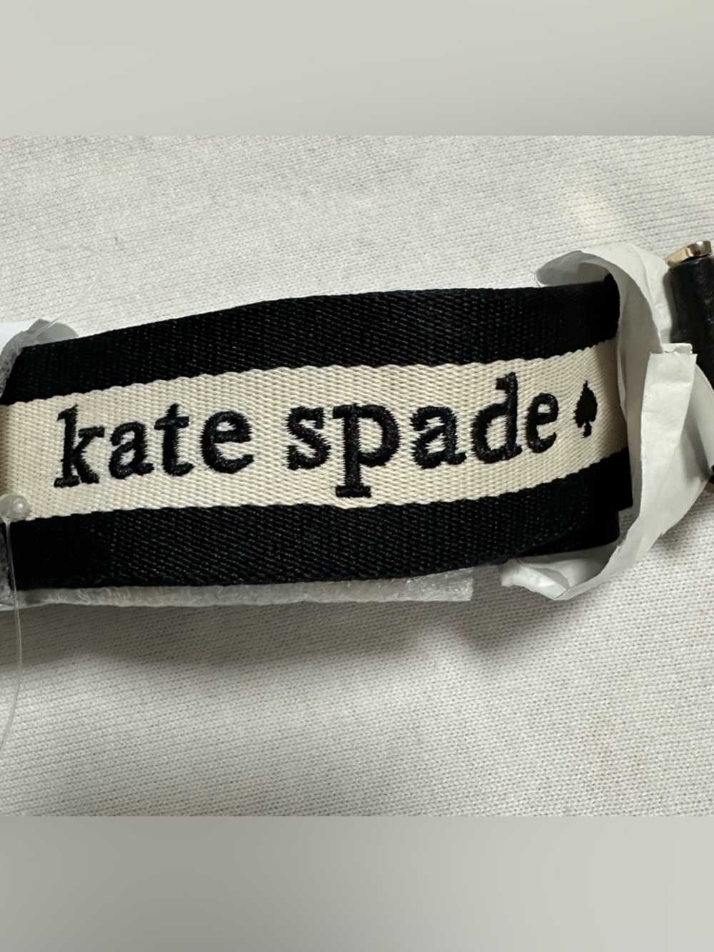 SOLD- Kate Spade New York Adjustable Webbing Strap Black Cream G/T Replacement - Picture 2 of 6